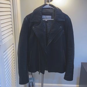 Andrew Marc leather jacket moto style